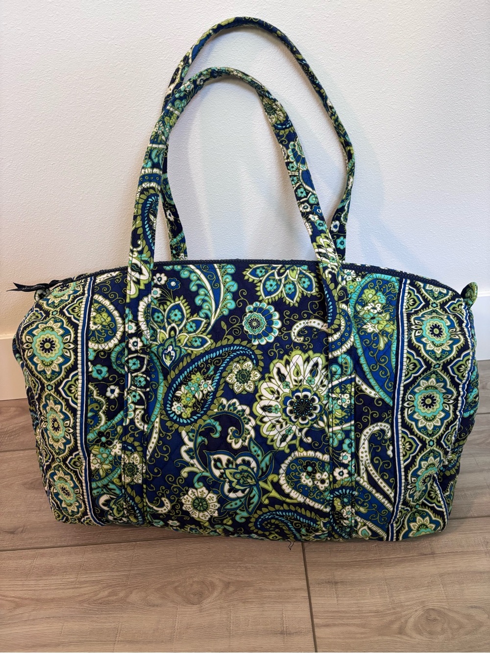Vera Bradley Quilted Paisley Duffel Bag in Navy & Teal